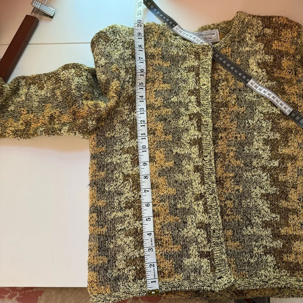 South Cotton Hand Knit Sweater Cardigan Brown Gold - Small - Picture 9 of 9